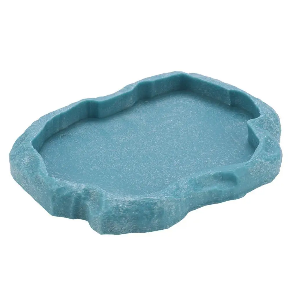 Blue Смола прочный рептилий рок еда блюдо кормушка чаша для черепахи ящерица подача воды пищи контейнер тарелка миска товары для животных Кормушка - Цвет: Blue