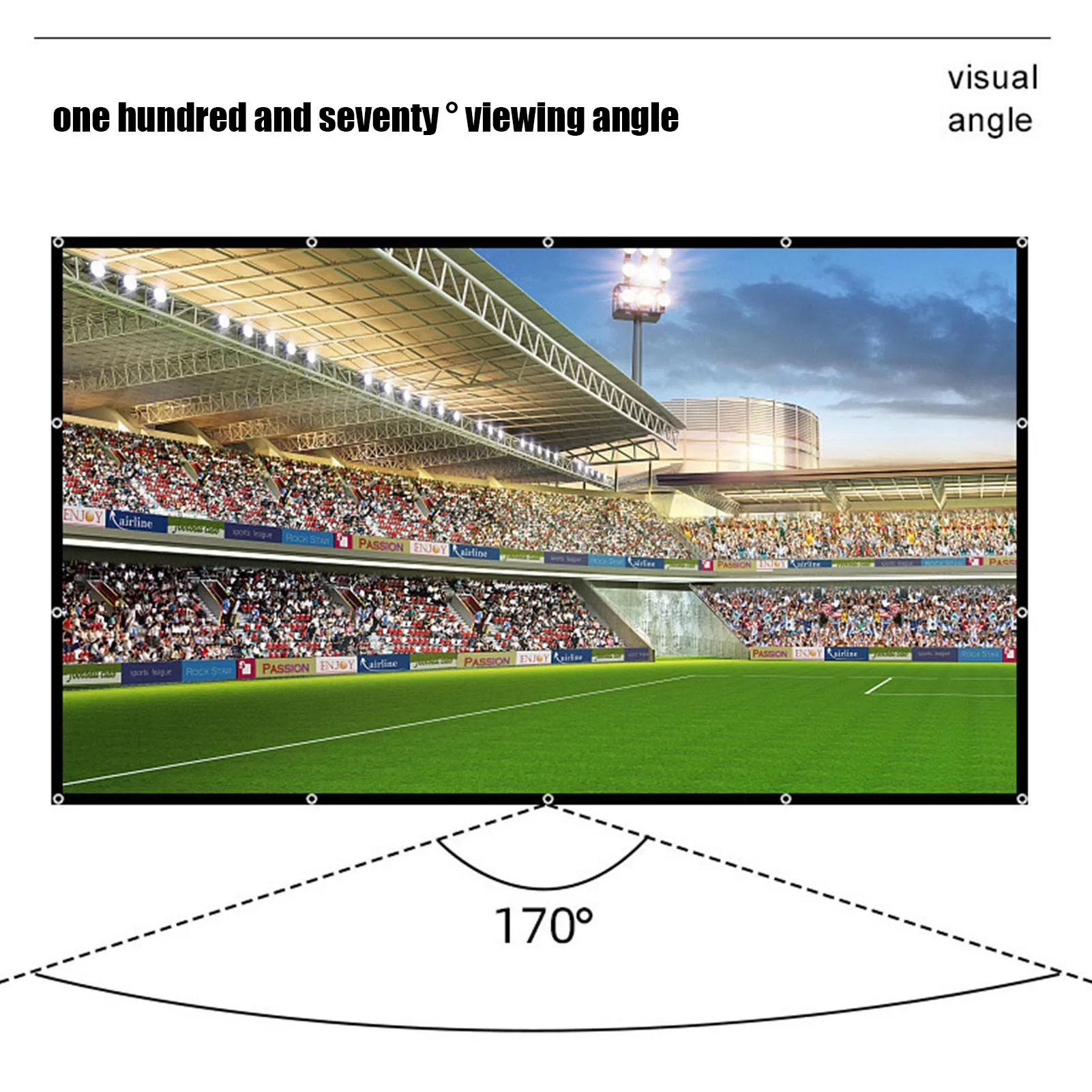 16:9 100 Inches Projector Screen 170-degree Viewing Angle Foldable Projection Cloth Home Theater Essentials Accessories | Электроника