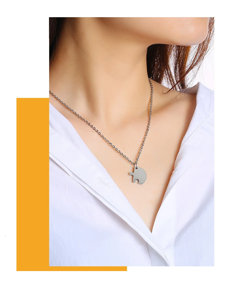 Vnox 4 шт./компл. Головоломка Сердце Семья Love Подвеска дружба BFF Ожерелья гравировка Нержавеющая сталь колье с 2" цепи