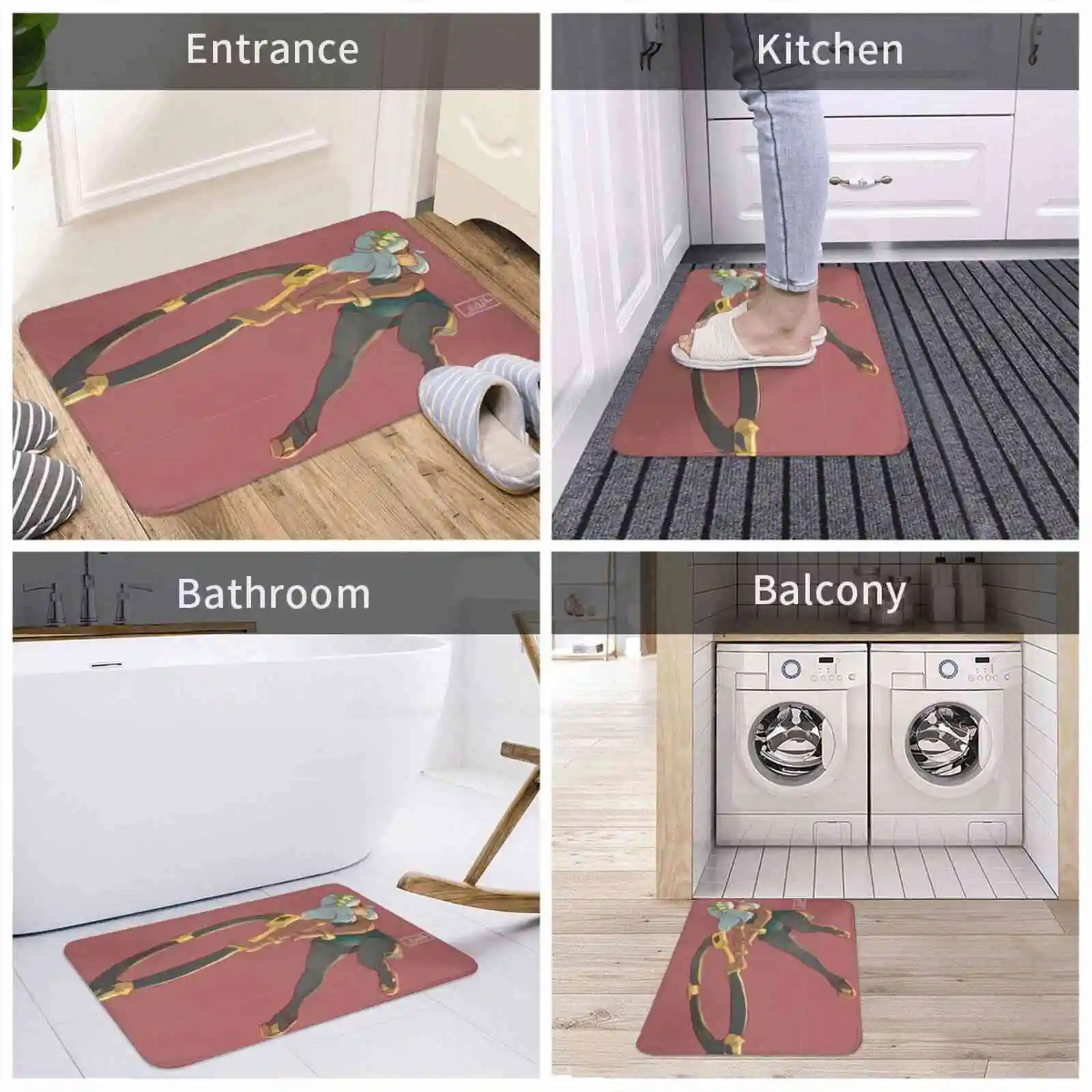 Qiyana Dash 3D Soft Non-Slip Mat Rug Carpet Foot Pad Midlaner Assassin Red Dynamic Cute Champion | Дом и сад