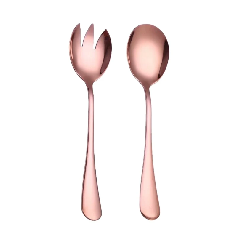 Gold Salad Spoon Fork 2PCS Stainless Steel Cutlery Set Serving Colorful Unique Spoons* | Дом и сад