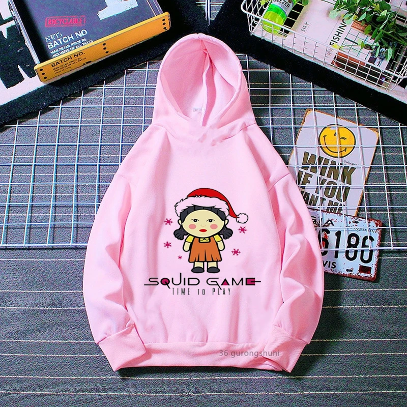 

New Time To Play Squid Game Hoodies Christmas Merry Squidmas Hoodies Girl Boys Unisex Hoodies Top Long Sleeve Sweatshirt