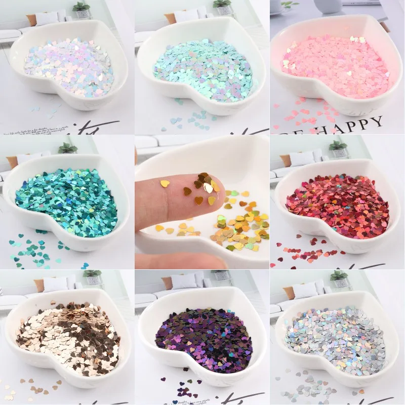 10 г ультратонкие Блестящие Блестки в форме сердца 3 мм блестки для ногтей