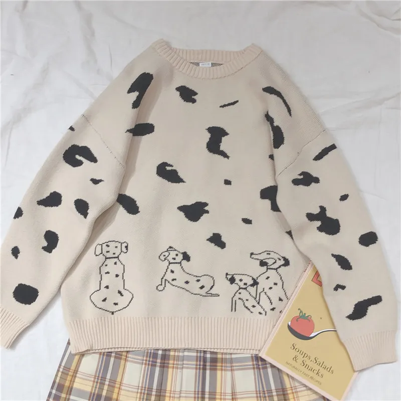 Осенне-зимний свитер Mori Girl трикотажный в стиле &quotЛолита&quot с рисунком пятнистой