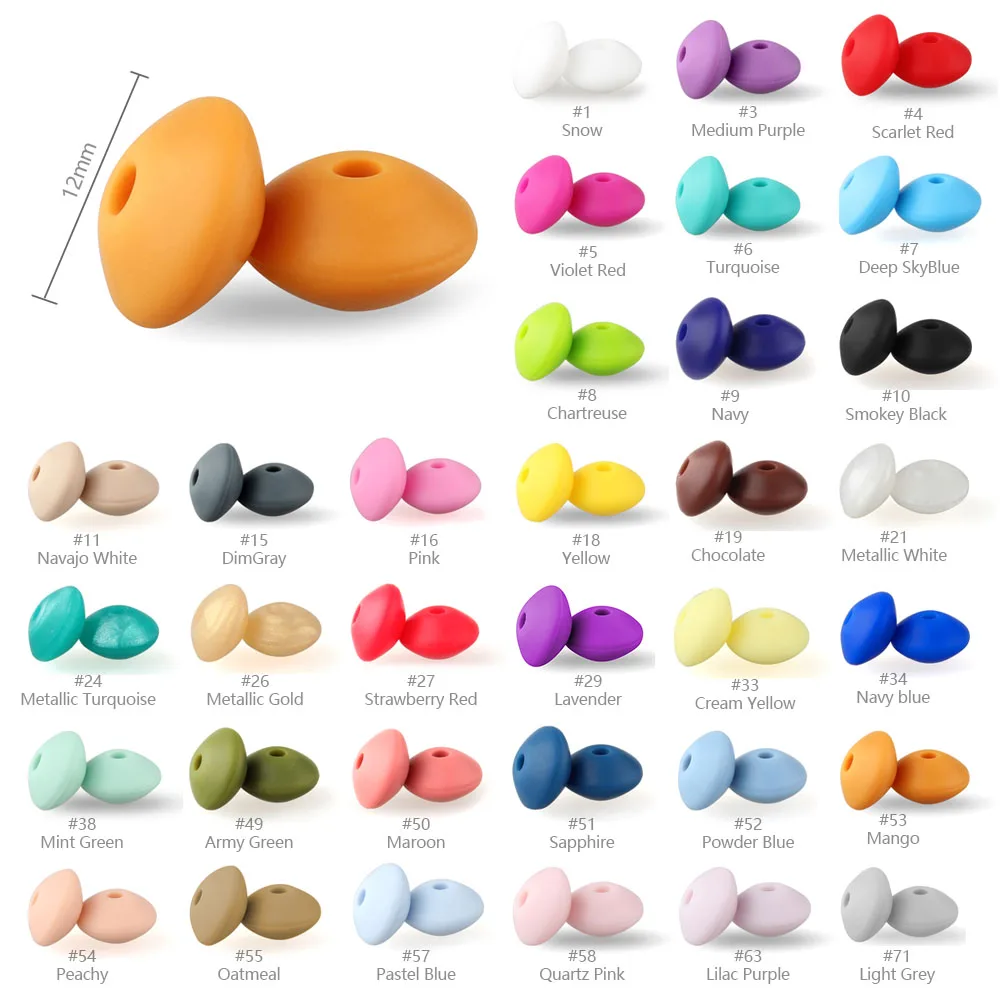 keep&grow 500pcs Silicone Beads 12mm Food Grade Lentil Silicone Beads DIY Baby Pendant Necklace Silicone Teether free shipping