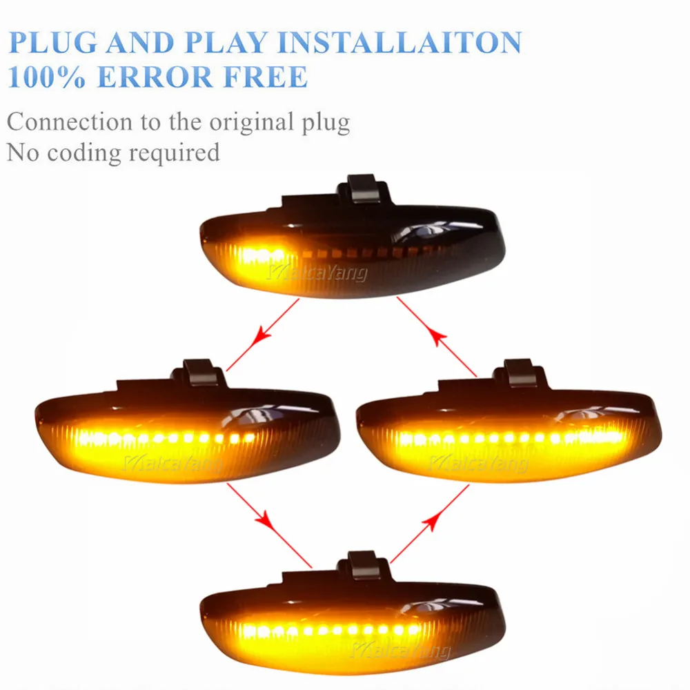 

1 Set Dynamic LED Side Marker Lights Turn Signal Light Blinker For Citroen C3 C4 C5 DS3 DS4 For Peugeot 207 308 3008 5008 RCZ