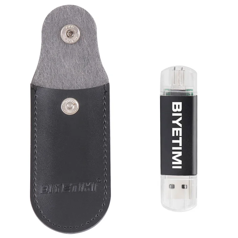 Черный USB флеш-накопитель Biyetimi, высокоскоростная кожаная сумка, OTG 8 ГБ, 16 ГБ, 32 ГБ, флеш-накопитель, карта памяти USB, флешка для смартфона - Цвет: Черный