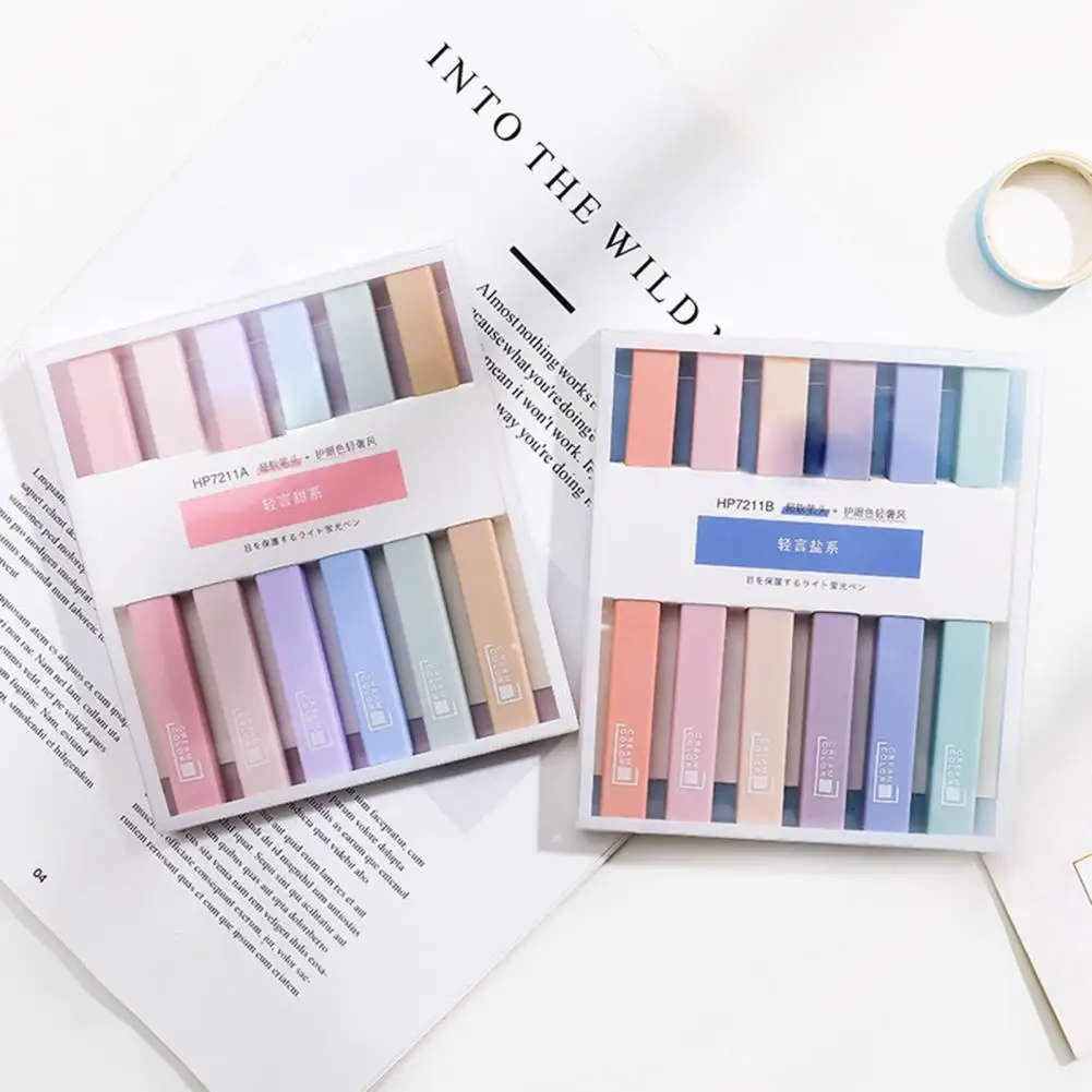 

6Pcs/Set Fluorescent Pen Eye Protection Color Soft Tip Portable Assorted Colors Marker Pen Set Student Stationery DIY Pen