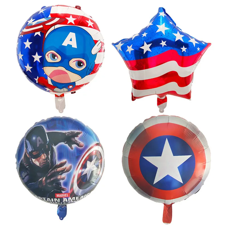 

10pcs/lot 18inch hero Captain America Flag Foil Helium Balloons Birthday Party Decor Baby Shower Kids Toy Air Globos
