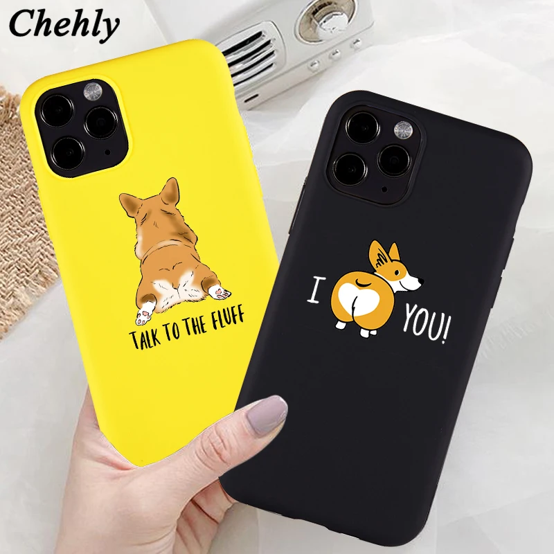 Милый чехол Corgi для телефона iPhone 6s 7 8 11 12 Mini Plus Pro X XS Max XR SE чехлы мягкие силиконовые