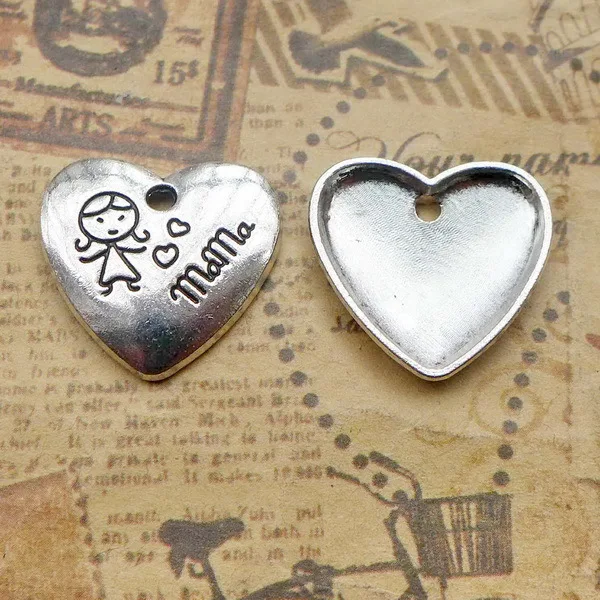 

Charm for making jewelry 10pcs 22x21mm antique silver color Love letters charms