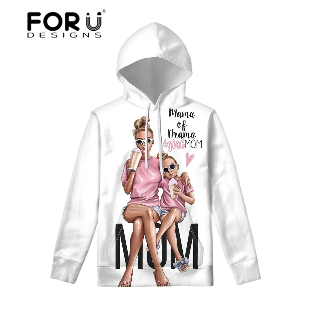 FORUDESIGNS толстовки с принтом королевы принцессы супер мамы и ребенка женские
