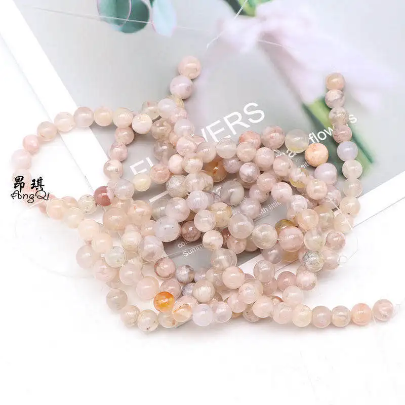 Круглые бусины с натуральным цветком вишни из камня сакуры для самостоятельного