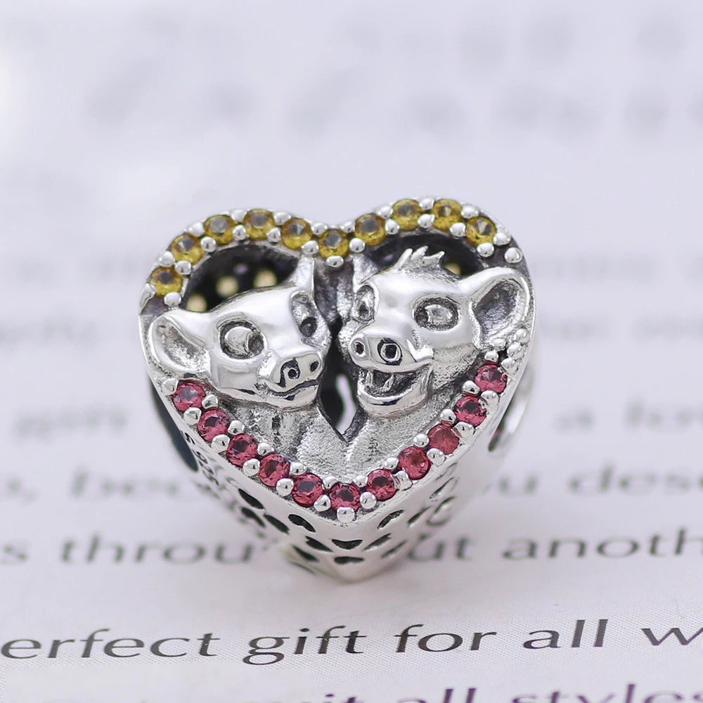 Сердце Король Лев очарование Мода оригинальный ПАН браслет Европа амулеты