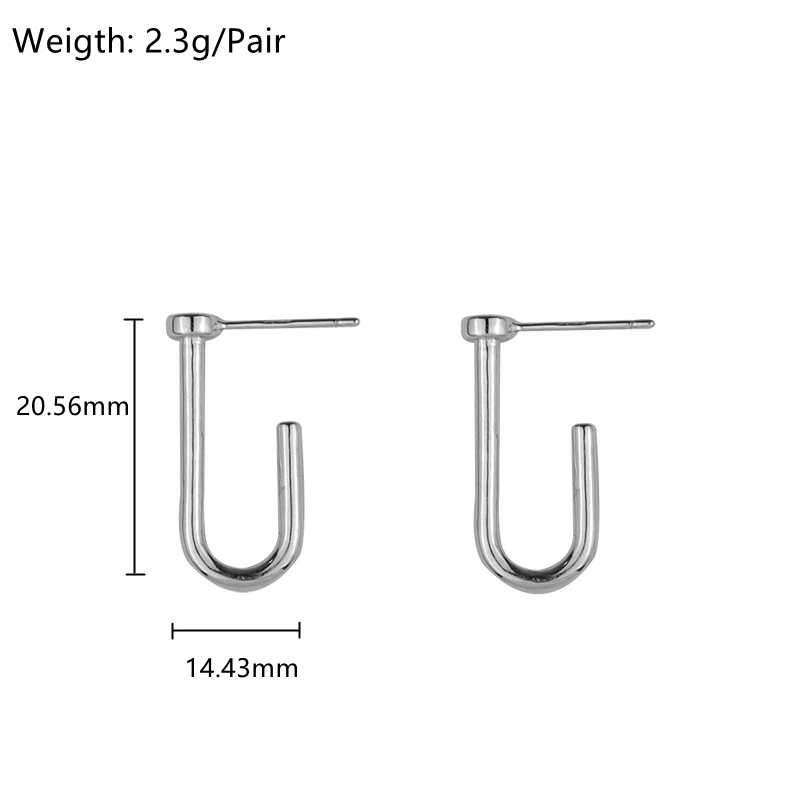 

Lispector 925 Sterling Silver Korean Simple Geometric J Shape Stud Earrings for Women Elegant Chic Hook Earrings Female Jewelry