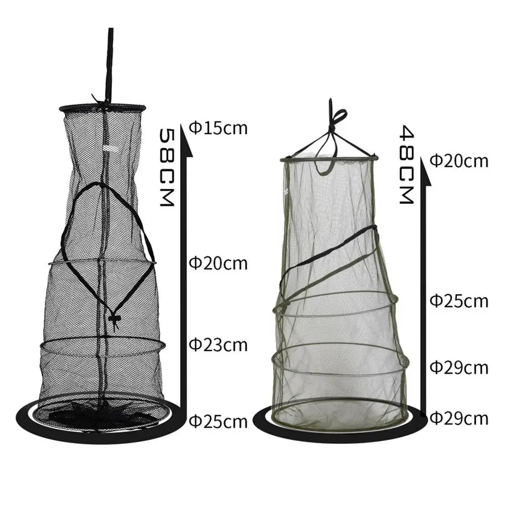Foldable Landing Net Portable Fishing Round Folding Cage For Fish Shrimp Crab Compact Design High-quality Quick Delivery | Спорт и