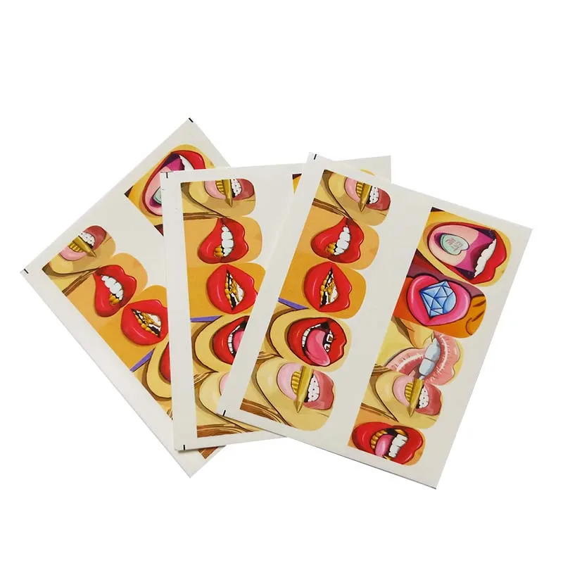 C05-3pcs Стикер для ногтей, женские красные губы, летние цветные переводные наклейки для ногтей, УФ Гель-лак, сделай сам, наклейки C01 - Цвет: C05-3pcs