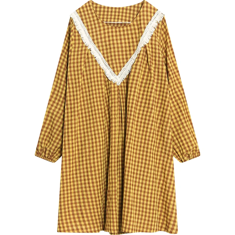 XITAO Tassel Pleated Mini Dress Women Clothes 2019 O Neck Patchwork Plaid Korea Lace Casual Summer Vintage Fashion LJT3842 | Женская