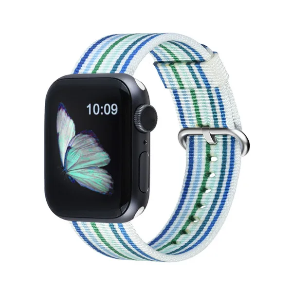 Тканый нейлоновый сменный ремешок для Apple Watch series 4/5 40 мм 44 мм тканевый браслет для Iwatch series 3 2 1 38 мм 42 мм - Цвет ремешка: Color 37