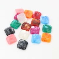 40pcs 12mm square resin built in shell cabochons mixed color flat back cabochon setting supplies for jewelry finding o7 13