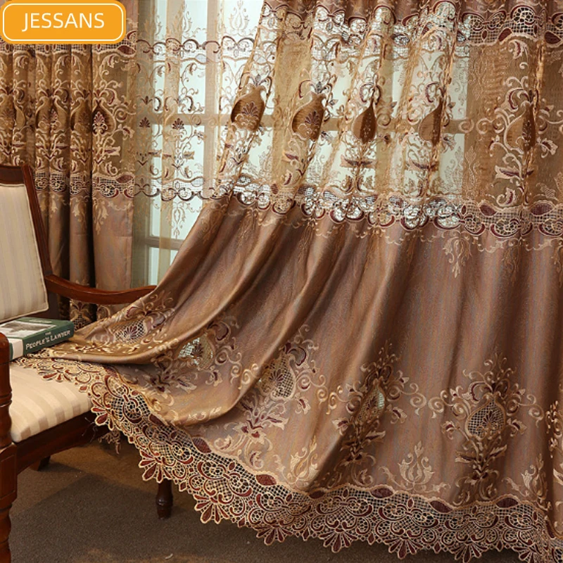 Роскошные шторы в европейском стиле вилла золотые водорастворимые с вышивкой
