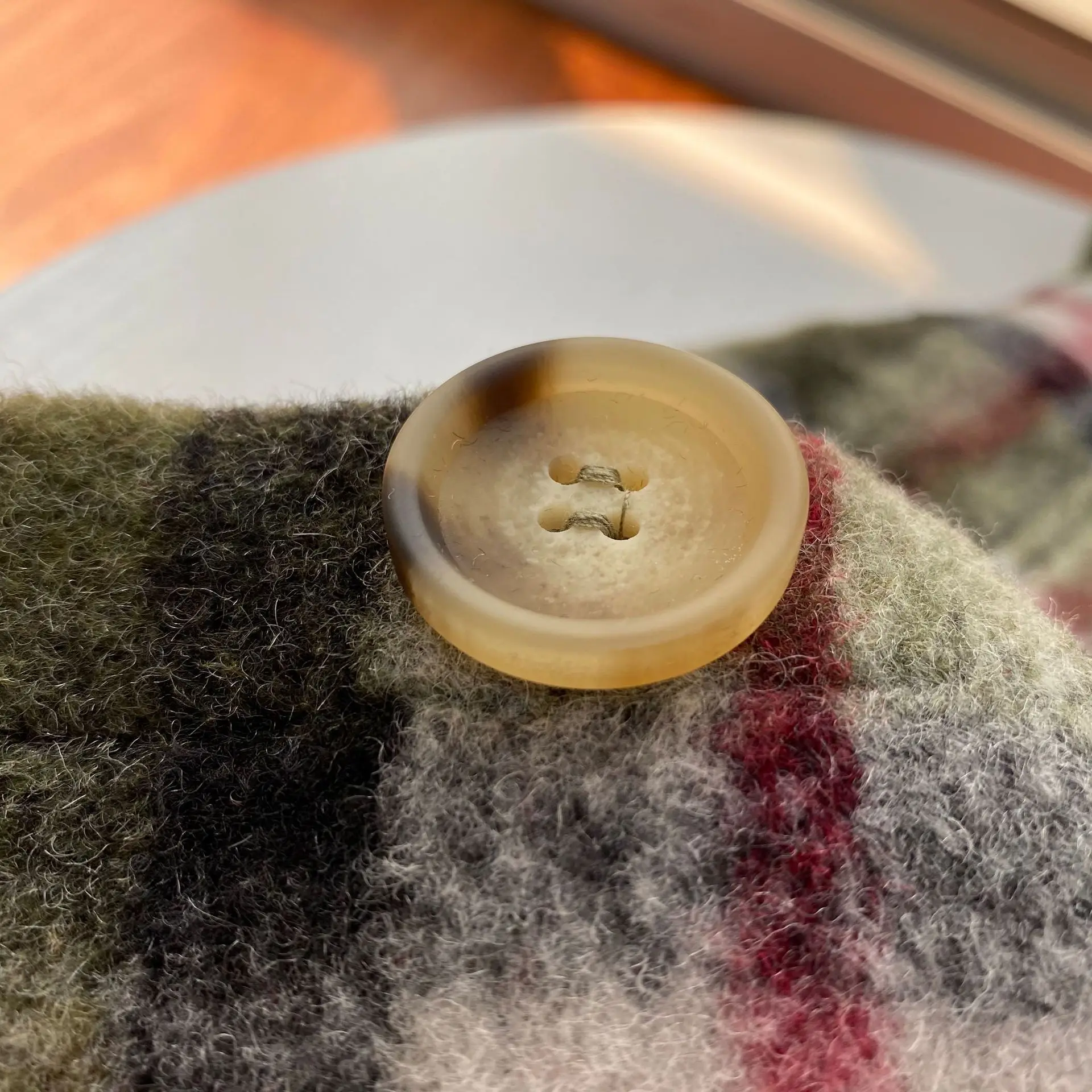 

Wool Check Lapel Long Sleeve Jacket Top