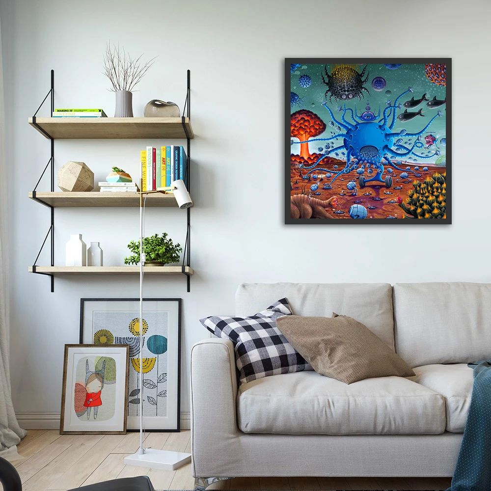 Фэнтези холст картины странные насекомые рыба пар Панк дома настенные