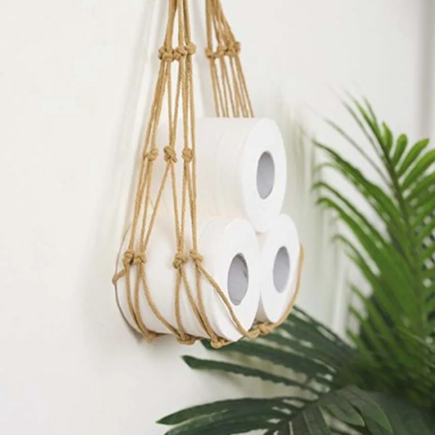 

Скандинавский подвесной держатель из хлопковой веревки для журнала из туалетной бумаги держатель книг, карманная вешалка для хранения дом...