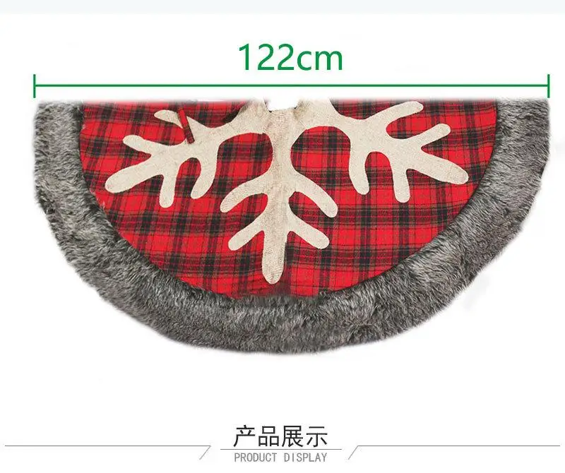 

Christmas Tree Skirt with Thick Faux Fur 48 Inch Snowflake Large Plaid Xmas Tree Skirt for Christmas Decorations