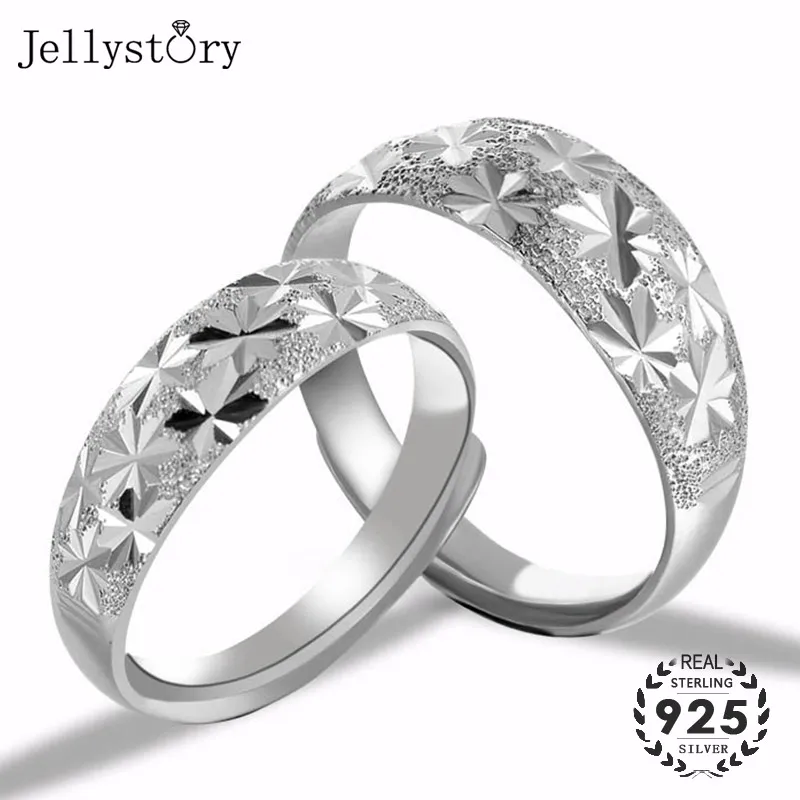 Jellystory Real 990 Silver Jewelry Couple Ring for Women Men Lover Romantic Adjustable Ring Wedding Banquet Party Gift wholesale