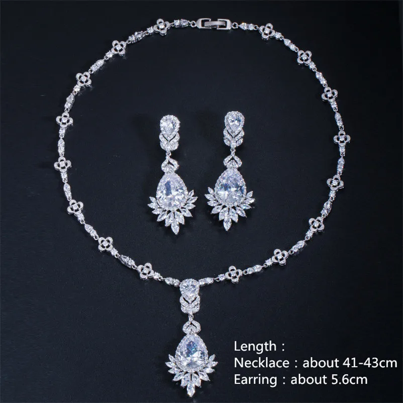 

CC Jewelry Sets For Women Wedding Party Accessories Necklace And Earring Gorgeous Crystal Inlay Elegant Bridal Set T0105