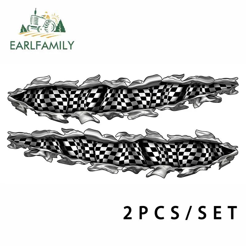 EARLFAMILY 13 см x 5 9 2x шахматный флаг слеза автомобильные наклейки 3D Автомобильные