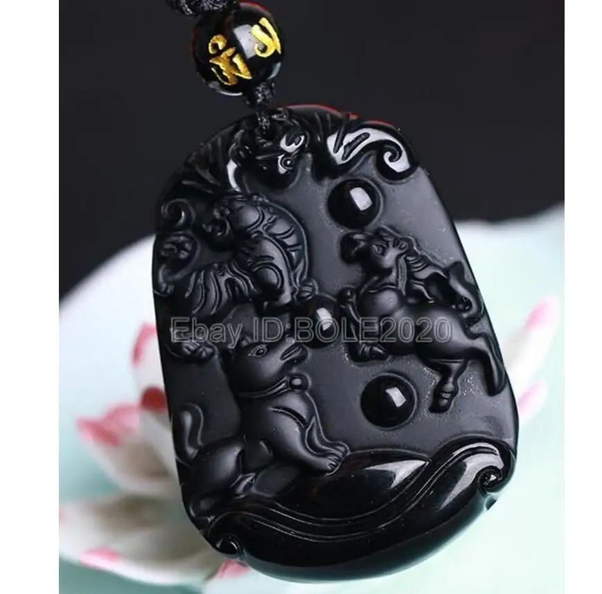 Бесплатная доставка натуральный черный обсидиан ручная работа подвеска на удачу