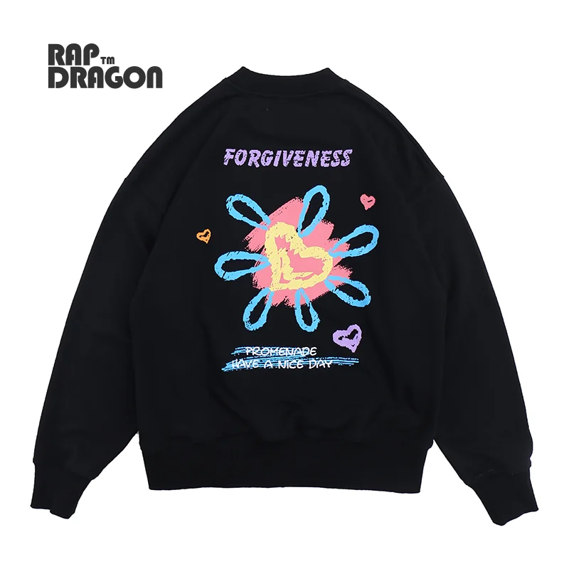 

Hip Hop Sweatshirt Men's Streetwear Oversized Cartoon Print Sweatshirt Harajuku Cotton Loose Pullover Fall/Winter Clothing 2021