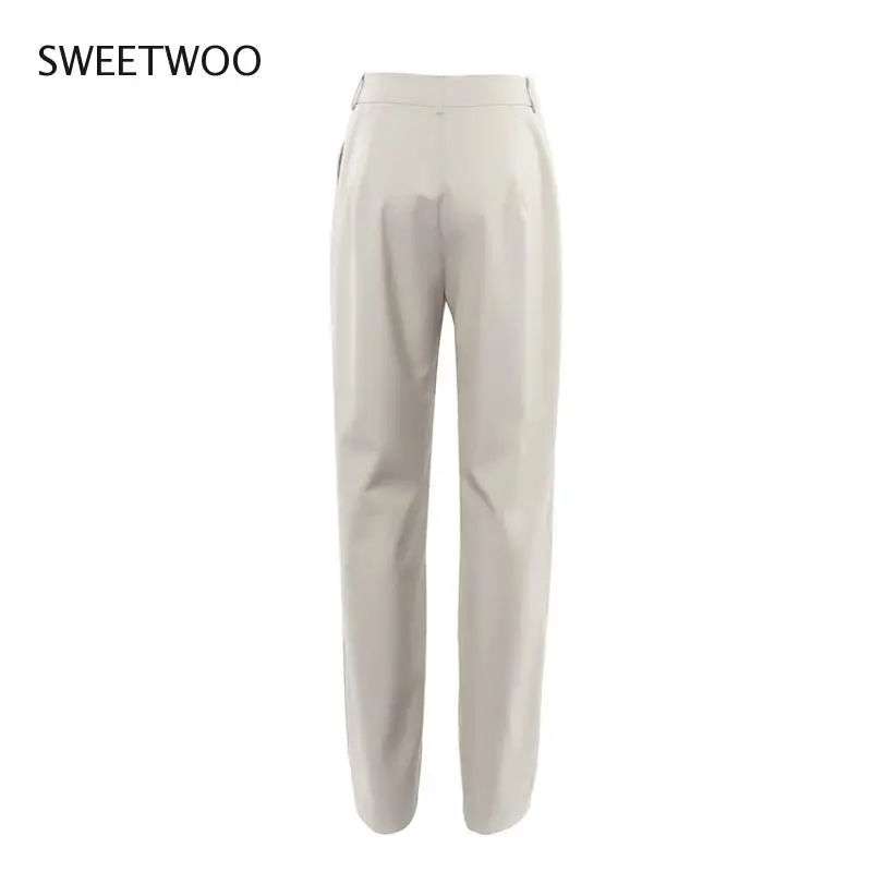 

Spring Elegant Trousers Ladies Office High Waist Pants Pleated Casual Loose Women Ankle-Length Pants Female Ol Khaki