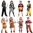 Детский костюм охотницы Umorden, костюм принцессы из Индии для девочек, костюм индейского принца охотника для мальчиков на Хэллоуин