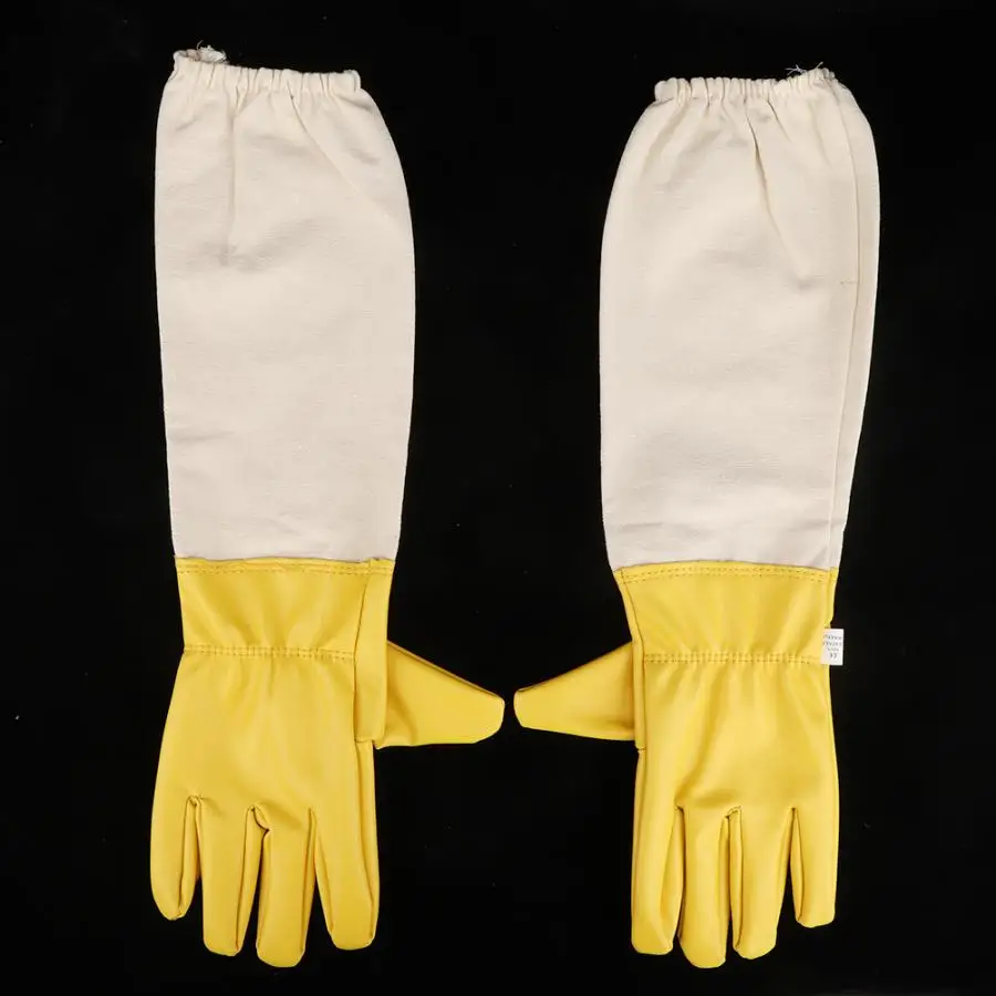 

NEW Pair Anti-Bee Anti-Sting Bee Gloves Elastic Cuff Long Sleeves Protective Tool for Beekeeper Bee Gloves