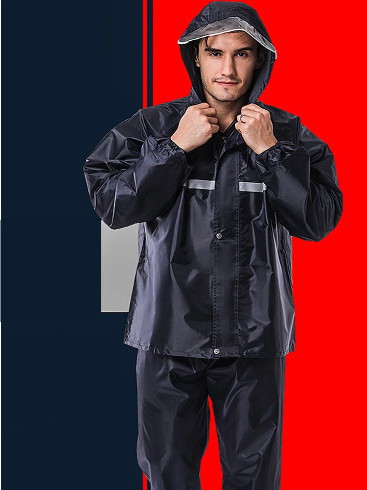 

New fashion adult split outdoor labor protection raincoat thickening travel mountaineering work big hat raincoat suit