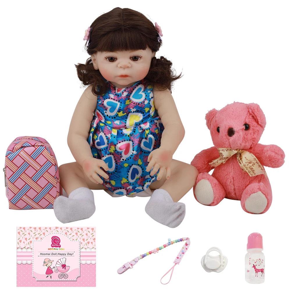 

18" 48CM Lifelike Reborn Dolls Early Education Whole Silicone Cute Handmade Princess Girl Baby Toy Doll For Kid Birthday Gift