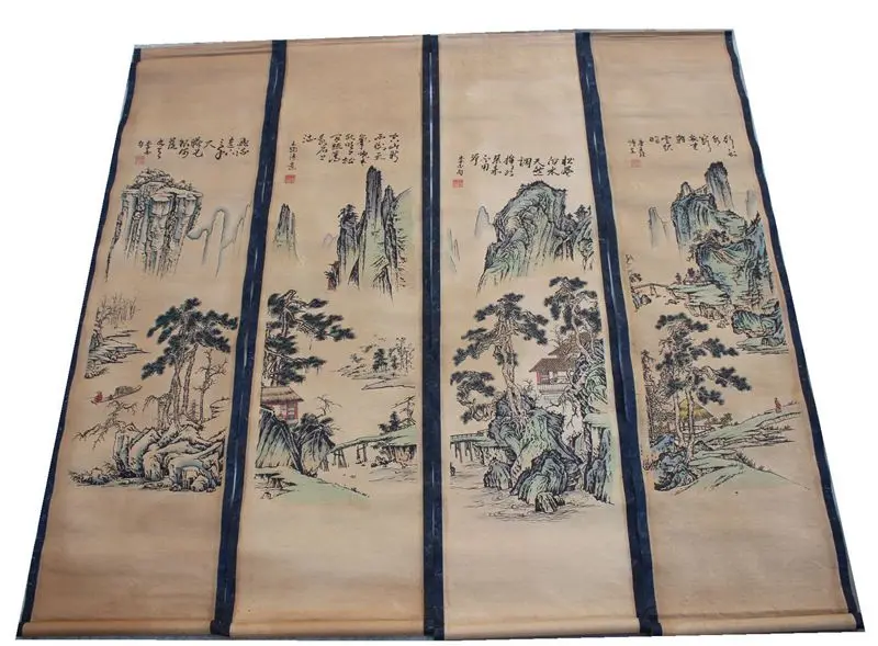 

Famous landscape paintings, antiques, traditional Chinese painting, central hall decoration, four screens
