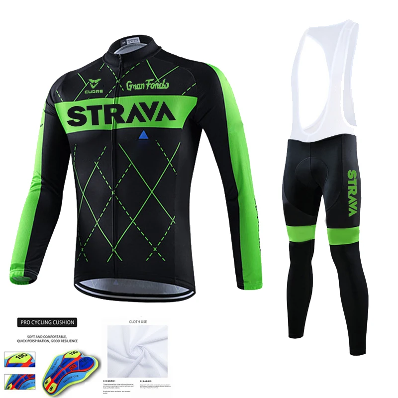 

Трикотажный комплект для велоспорта STRAVA, весна-осень 2021, Мужская велосипедная одежда с длинным рукавом, дышащий костюм для горного велосипе...