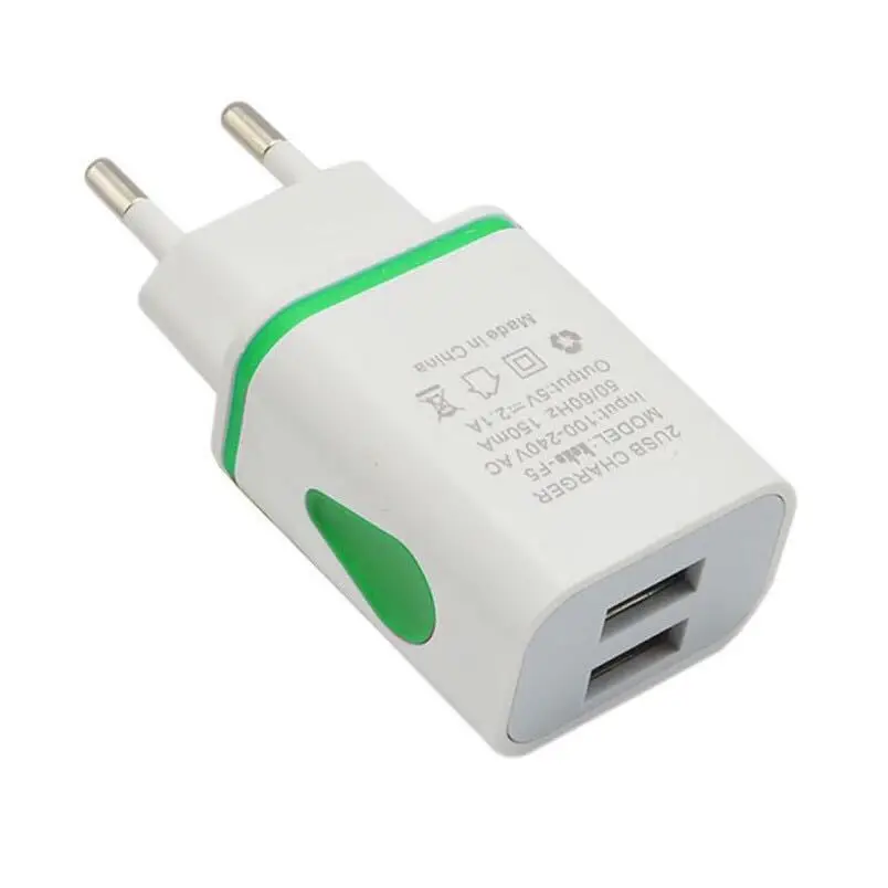 Phone Universal 2.1A 5V LED 2 USB Charger Fast Wall Charging Adapter US/EU Plug USB Charger For iPhone For Samsung For HTC