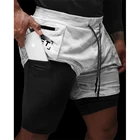 Быстросохнущие мужские спортивные штаны для спортзала, фитнеса, 2-в-1, летние мужские шорты, уличные шорты для бега, упражнений, фитнеса