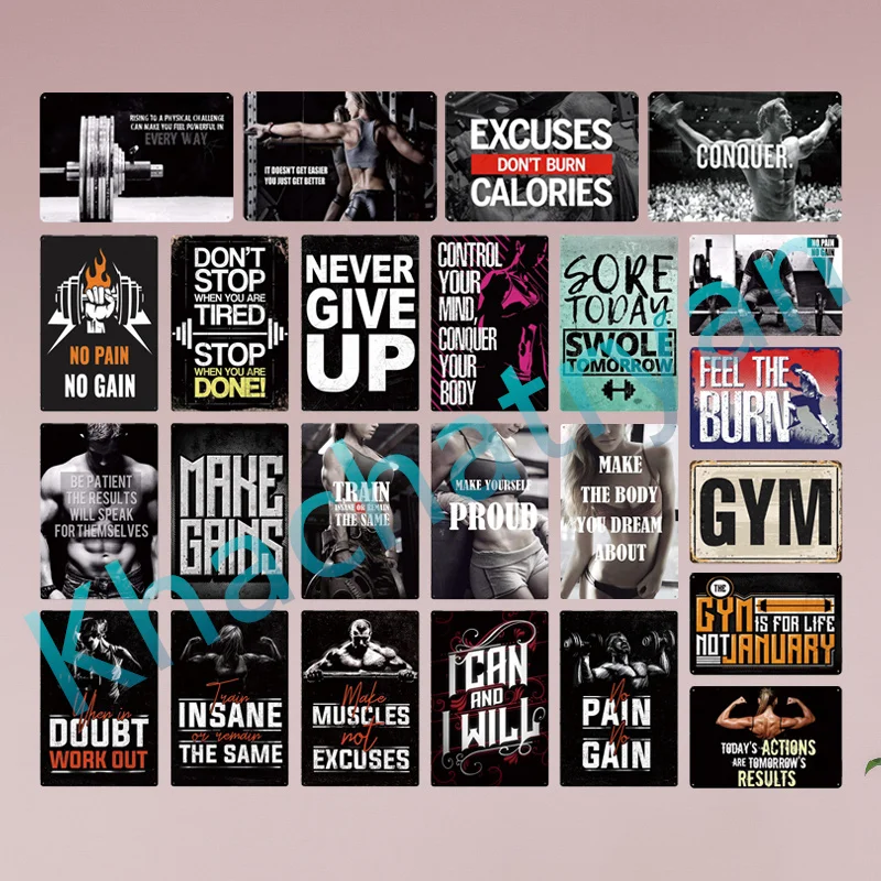 

Спортивный девиз для фитнеса, потеря веса, металлическая фотография, винтажная живопись, железный жестяной знак, Настенная картина, декор д...