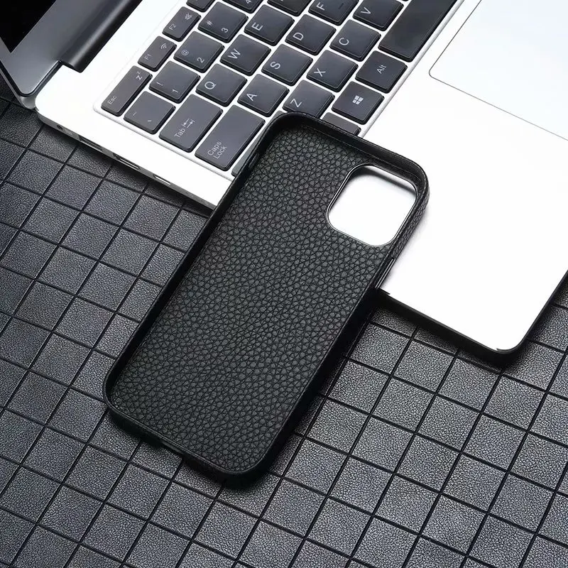 

For iPhone 12 Case Original Genuine Leather Lychee Pattern Cowhide Phone Case For iPhone 12 Pro Max 12 Mini Back Cover Fundas
