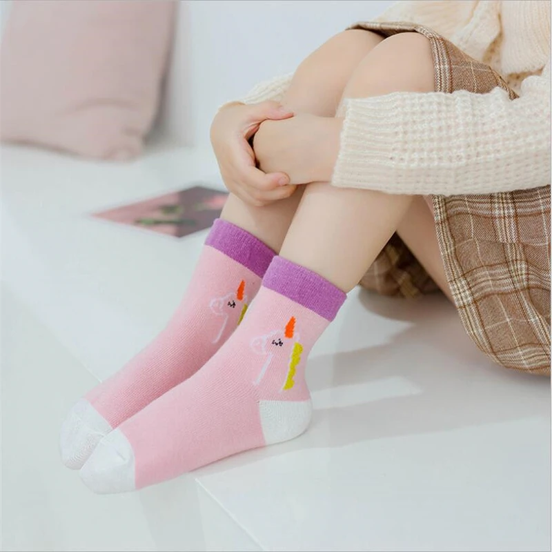 5 штук Детские хлопковые носки для мальчиков и девочек милые детские с мультяшным