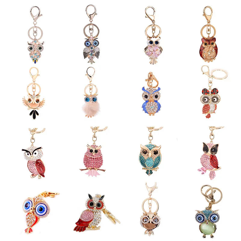 43 стиля женский сова брелок Золотой металлический кристалл кулон Мода Девушка