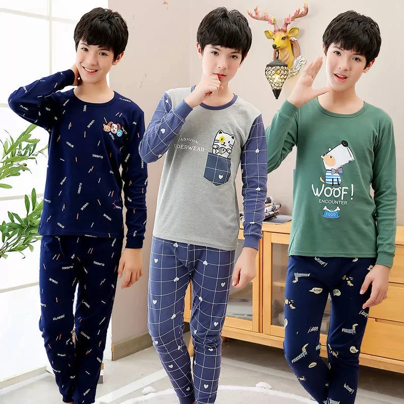 

Big Boy Sleepwear Teens Pijamas Long Sleeve Cotton Pyjamas Kids Clothes Sets Cartoon Cute Pajamas For Girls 9-18Years