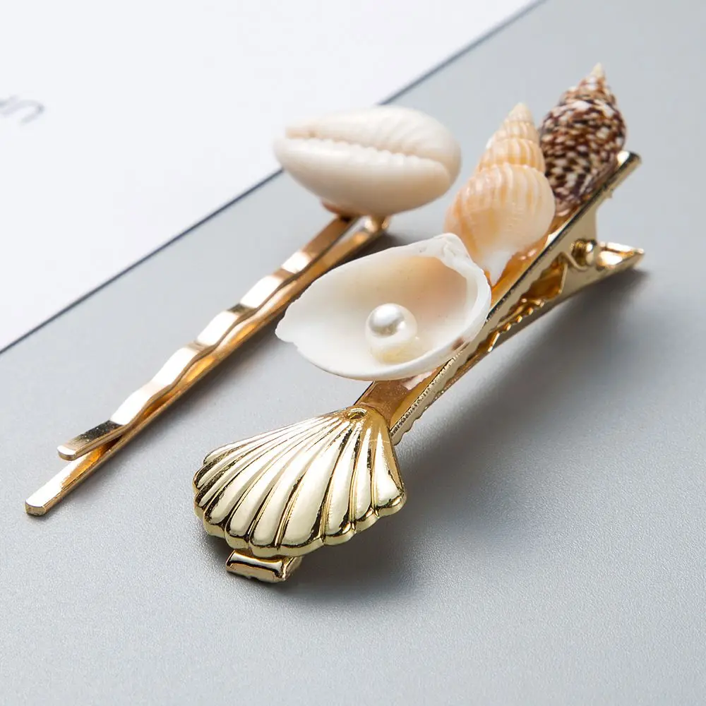 

Creative Shell Conch Starfish Hair Clips Sets Women Girls Marine Element Fresh Hairpins Barrettes Charm Hair Accessories