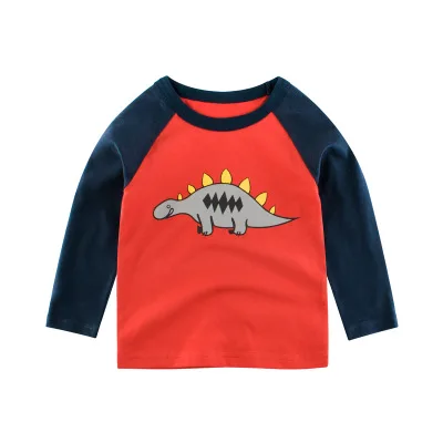 3331red 27, для детей 2-9 лет, полосатая цветная модная детская футболка с длинным рукавом для мальчиков, хлопковая одежда с круглым вырезом для маленьких девочек, Осенний Топ - Цвет: 3331red